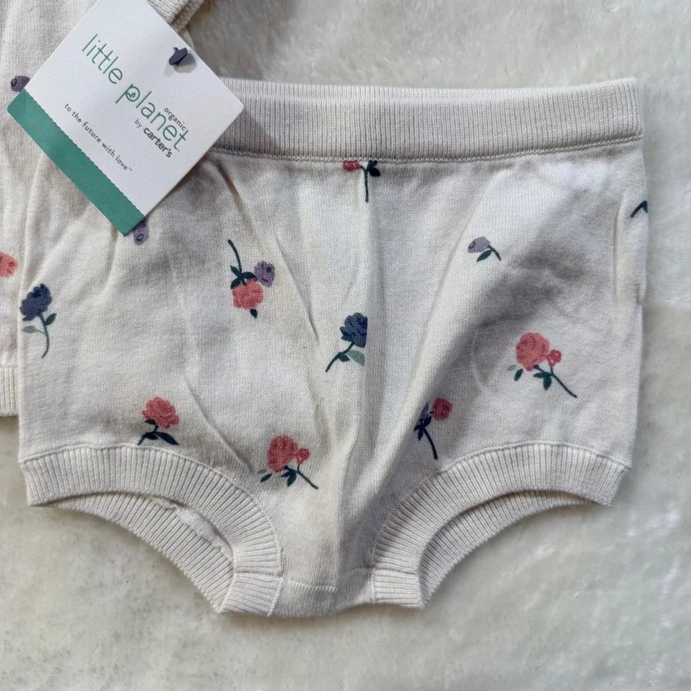 NWT Little Planet‎ by Carter's Organic Cotton Floral Sweater Set 9M Cottagecore